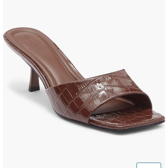 Open Edit Brown Croco Charlie Heel Sandal - Picture 2 of 6